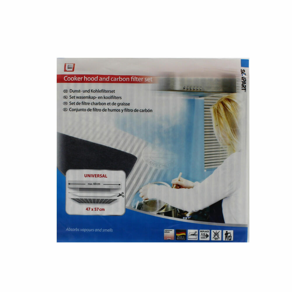 Scanpart grease & activated carbon filter set 470 x 570mm, filter for cooker hood, odor filter, grease filter, activated carbon, 1530050015