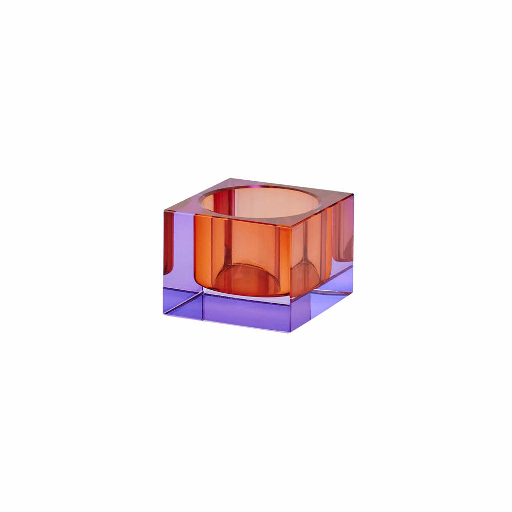 Gift Company tealight holder Sari XS, lantern, decorative light, crystal glass, purple, orange, 3.7 cm, 1096902011