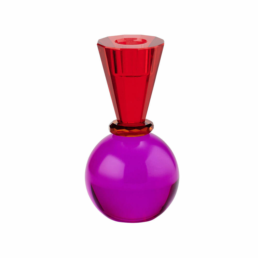 Gift Company Candle Holder Sari Ball Cone, Candlestick, Crystal Glass, Red, Pink, 13.5 cm, 1093801003