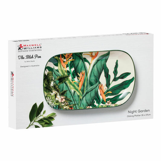 Maxwell & Williams Platte Night Garden eckig, Servierplatte, Keramik, 35 x 19 cm, DR0468