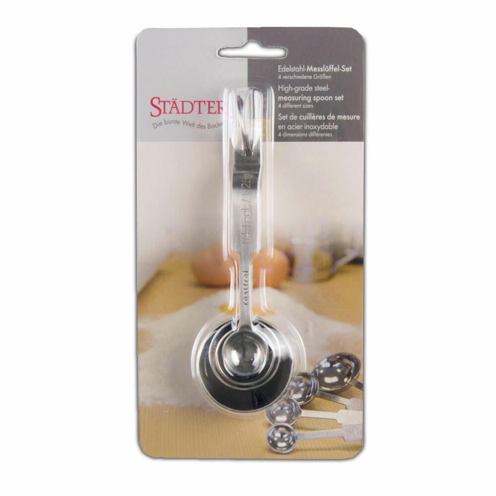 Städter Messlöffel Set, 4-tlg., Dosierlöffel, Portionierer, Backzubehör, Küchenhelfer, Edelstahl, 509207
