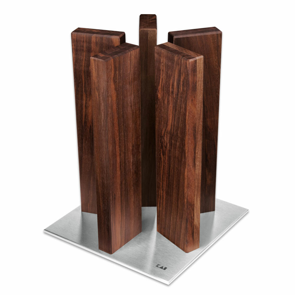 Kai knife block Stonehenge walnut, magnetic block for 10 knives, with stainless steel base, 28 cm, STH-5