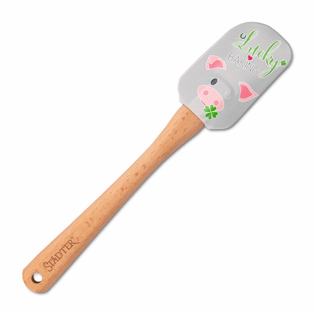 Städter Teigschaber Lucky Baking, Teig Schaber, Teigspatel, Teigteiler, Holz / Silikon , 25 cm, 504295