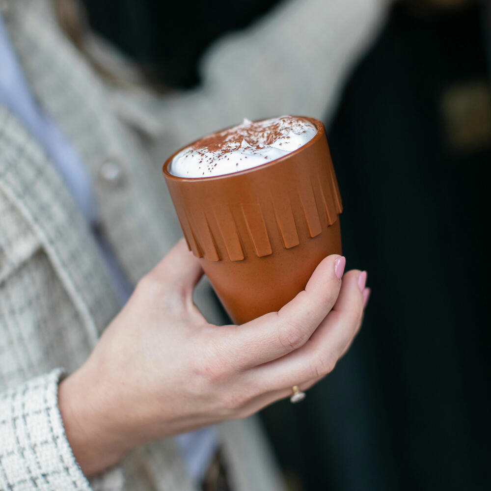 Koziol Becher Cappuccino Connect, Coffee Mug, Cup, Coffee Cup, Thermoplastic, Organic Deep Grey, 300 ml, 4080673