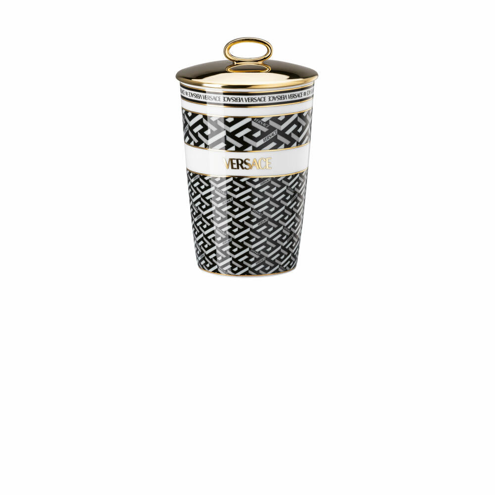 Rosenthal Versace Tischlicht 2-tlg. mit Duftwachs La Greca Signature Black, Porzellan, 14 cm, 14402-403765-24868