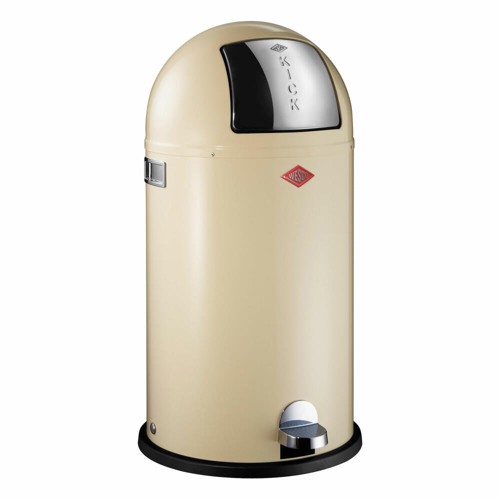Wesco Kickboy trash can, waste collector, pedal waste collector, sheet steel, almond, 40 L, 177731-23