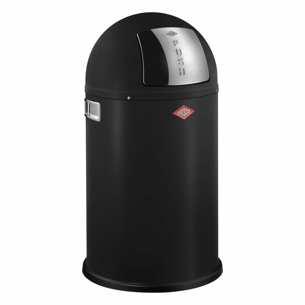Wesco Abfallsammler Pushboy Junior, Mülleimer, Abfalleimer, Stahlblech, Schwarz Matt, 22 L, 175531-73