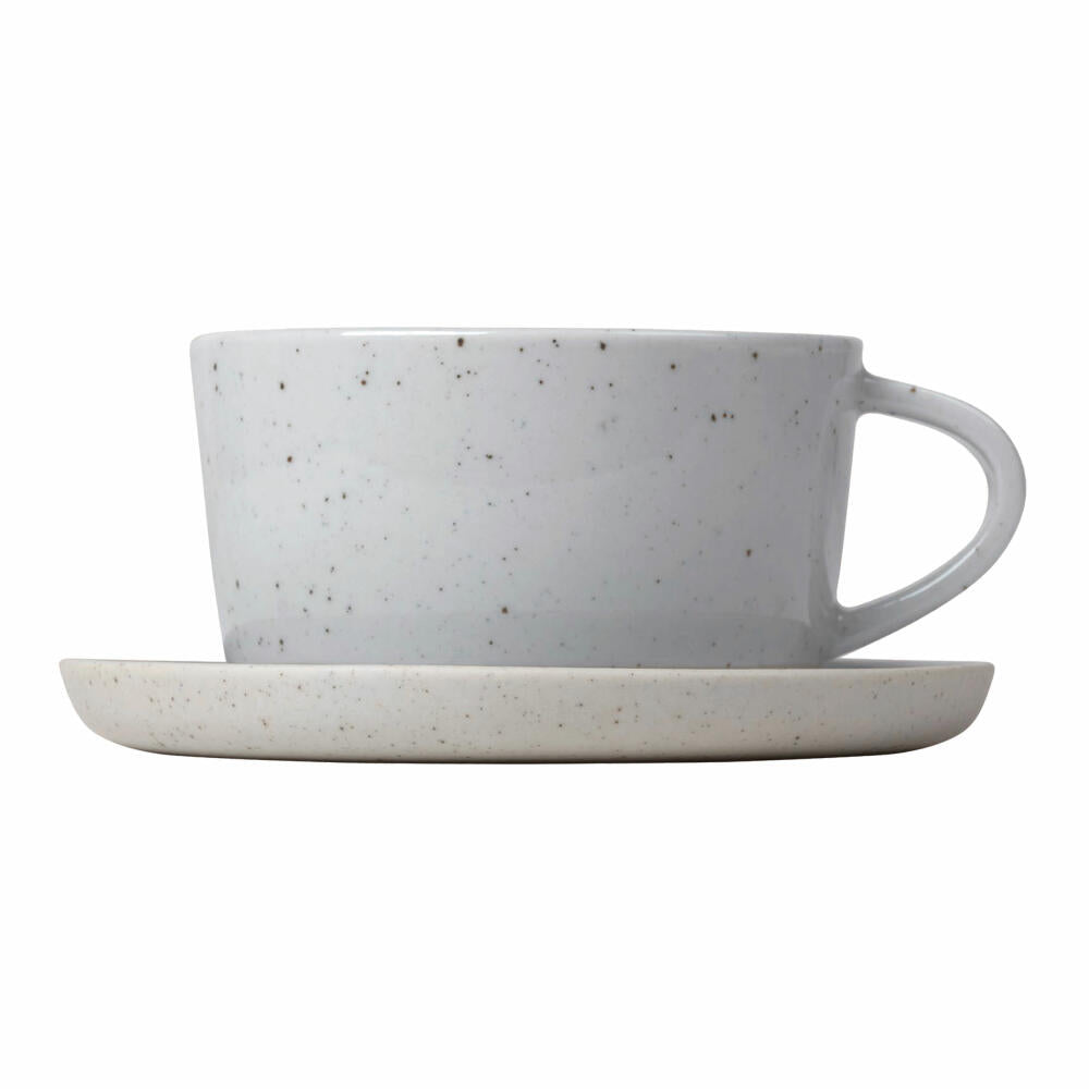 Blomus Set of 2 coffee cups SABLO, with saucers, 4 pieces, ceramic, grey, 150 ml, 64112