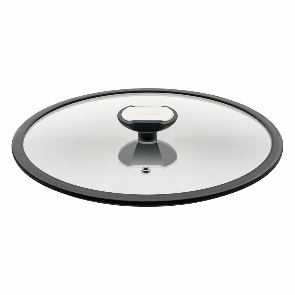 Berndes Balance Glasdeckel mit Silikonring, Spezialglas, Transparent / Schwarz, Ø 28 cm, 007828