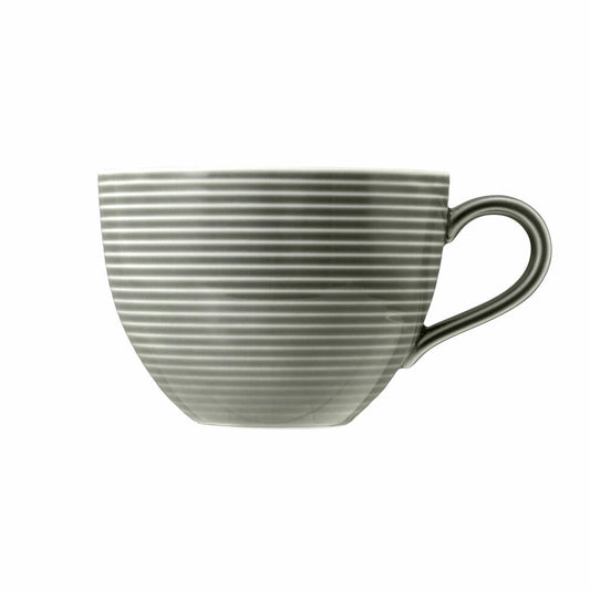Seltmann Weiden Beat Perlgrau Milchkaffeeobertasse, mit Relief, Kaffeetasse, Milchkaffee Tasse, Obertasse, Porzellan, Grau, 350 ml, 001.753840