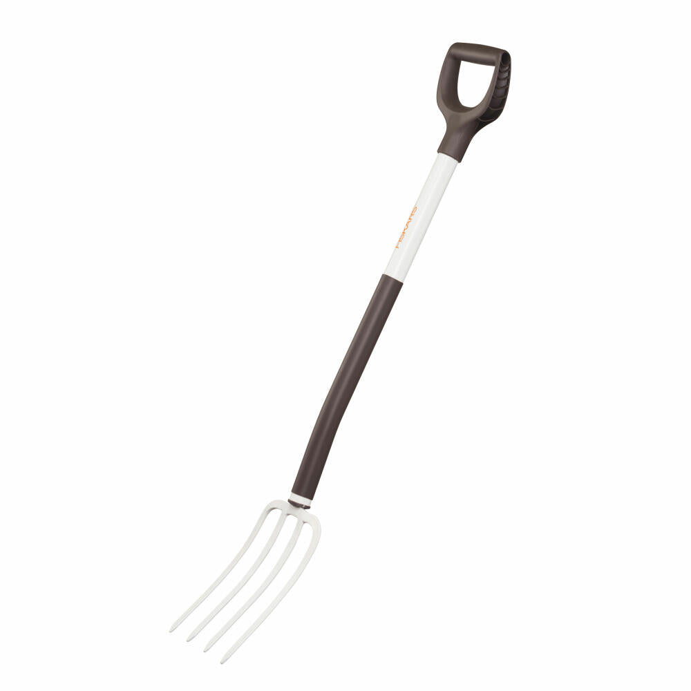 Fiskars Light Spade Fork, Garden Fork, Pitchfork, Garden Accessories, Steel / Aluminium, Black / White, 113 cm, 1019603