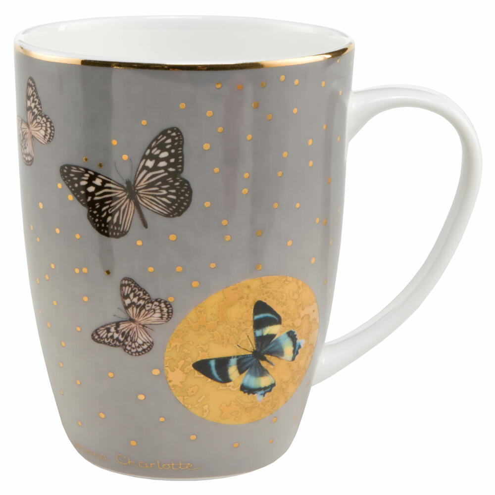 Goebel Grey Butterflies artist mug, cup, Artis Orbis, art, decoration, Joanna Charlotte, porcelain bone china, 400 ml, 26150281