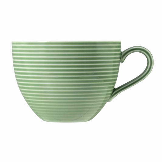 Seltmann Weiden Beat Salbeigrün Milchkaffeeobertasse, mit Relief, Kaffeetasse, Milchkaffee Tasse, Obertasse, Porzellan, Grün, 350 ml, 001.753841