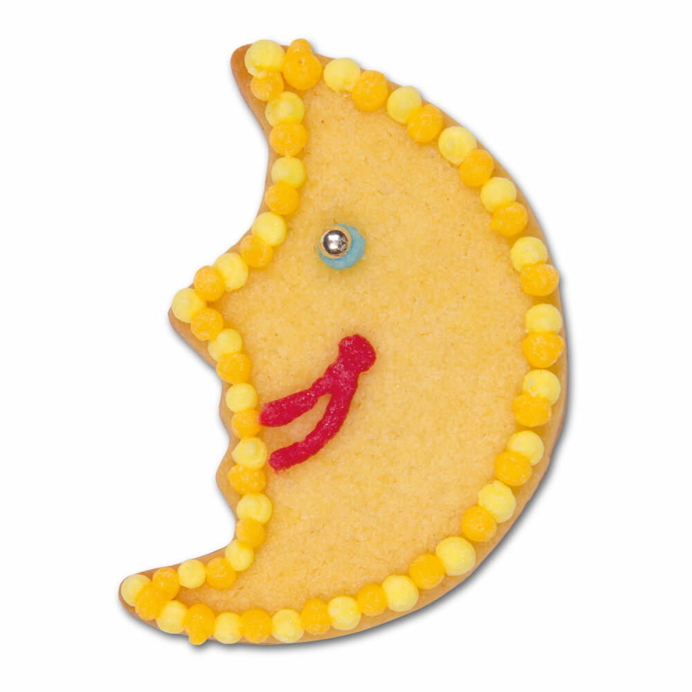Städter Ausstecher Mond mit Gesicht, Ausstechform, Plätzchenform, Weißblech, Silberfarben, 5.5 cm, 107021