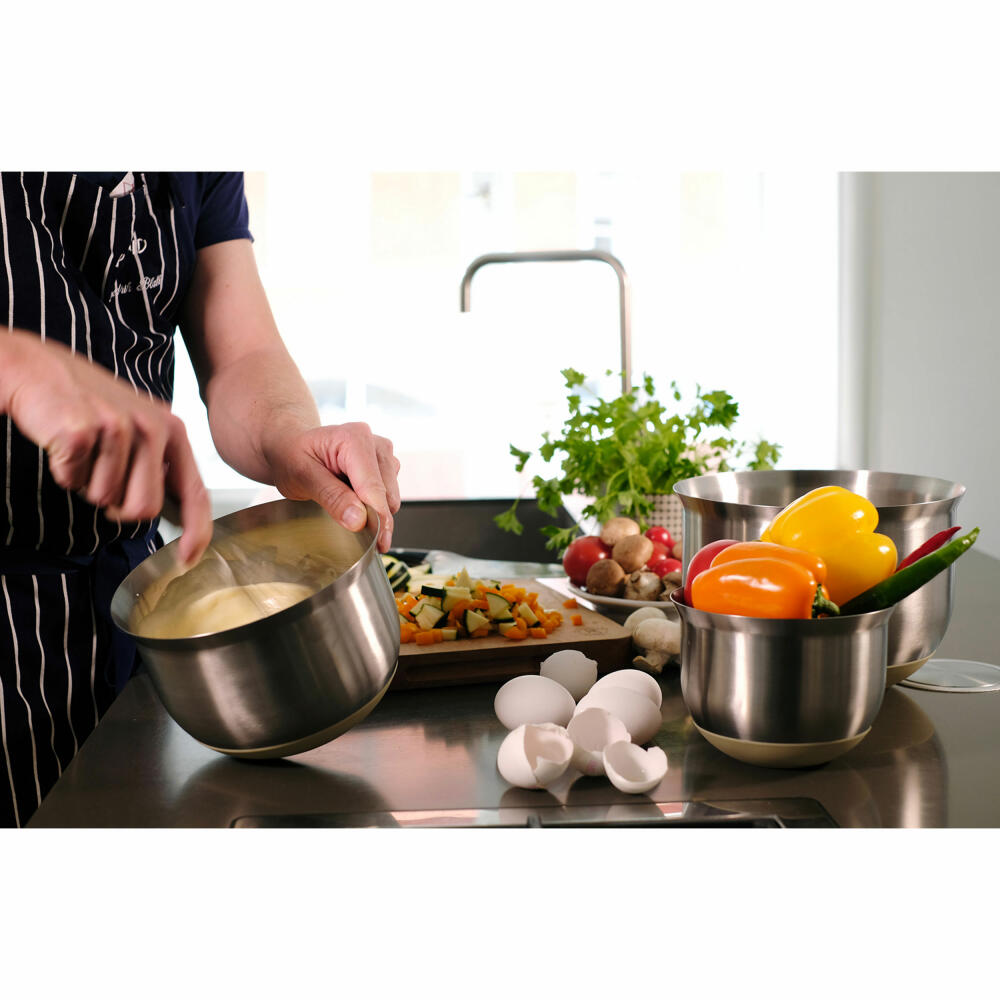Professional Secrets Rührschüssel-Set, 3-tlg., Rührschüsseln, Edelstahl, 1.2 L + 2.5 L +5 L, 1068