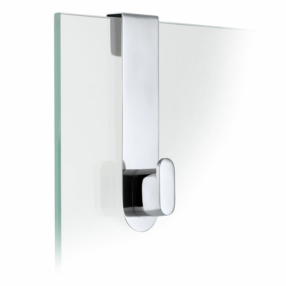 Blomus Areo hook for glass shower wall, wall hook, shower hook, polished stainless steel, H 14 cm, 68915