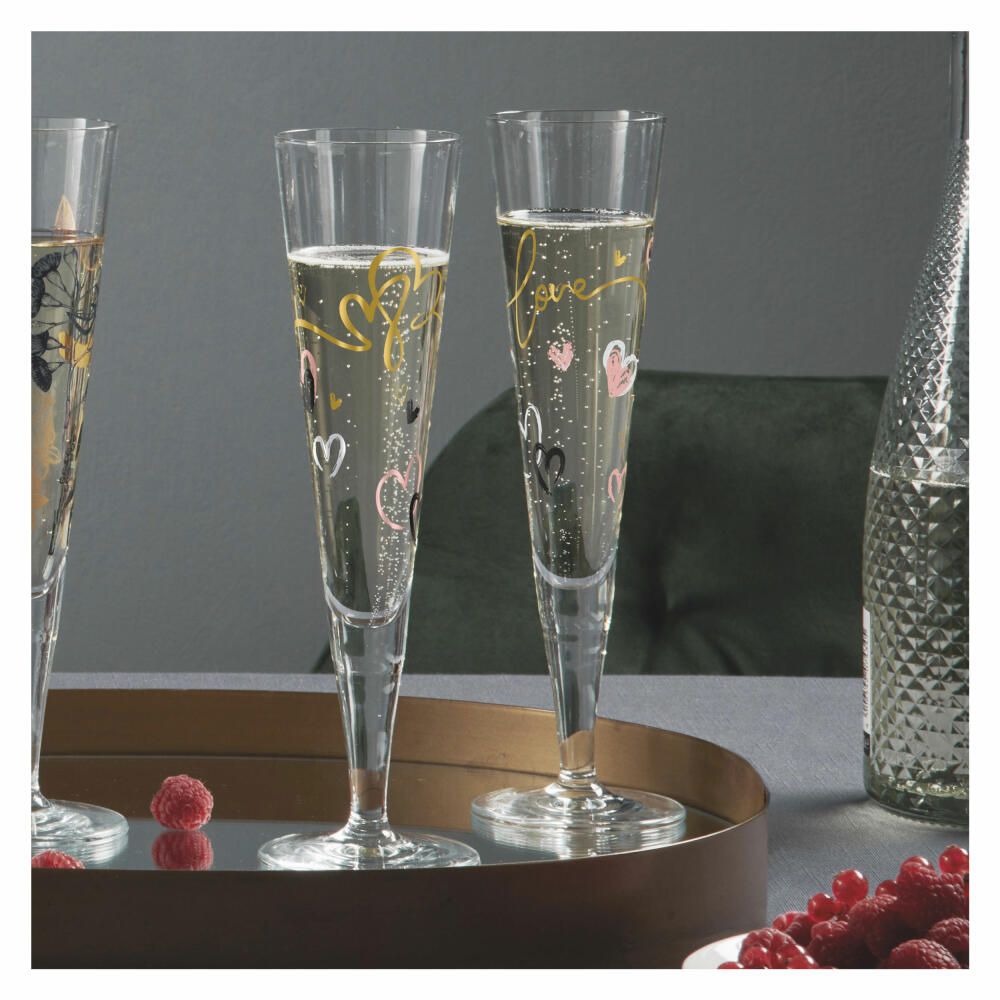 Ritzenhoff Champagnerglas 2er-Set Goldnacht F23, Carolin Oliveira, Kristallglas, 205 ml, 6031004