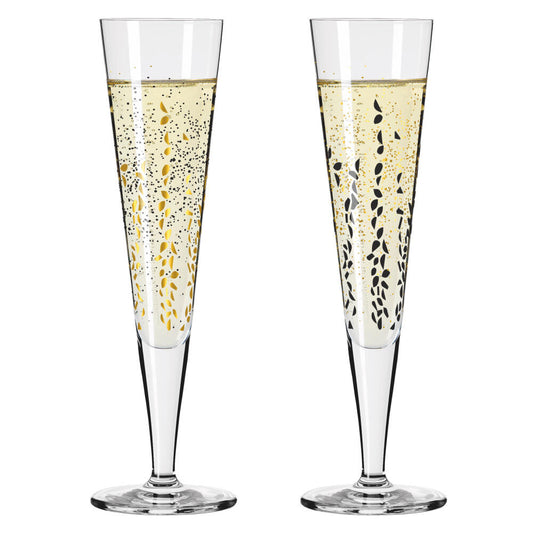 Ritzenhoff Champagnerglas 2er Set Goldnacht H23, Romi Bohnenberg, Kristallglas, 205 ml, 6031005