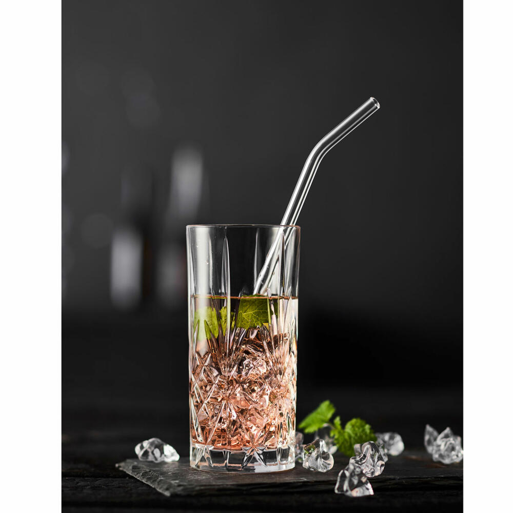 Lyngby glass drinking straw set Lyngby 6 pieces. with brush, glass, clear, 21.5 cm, 10438