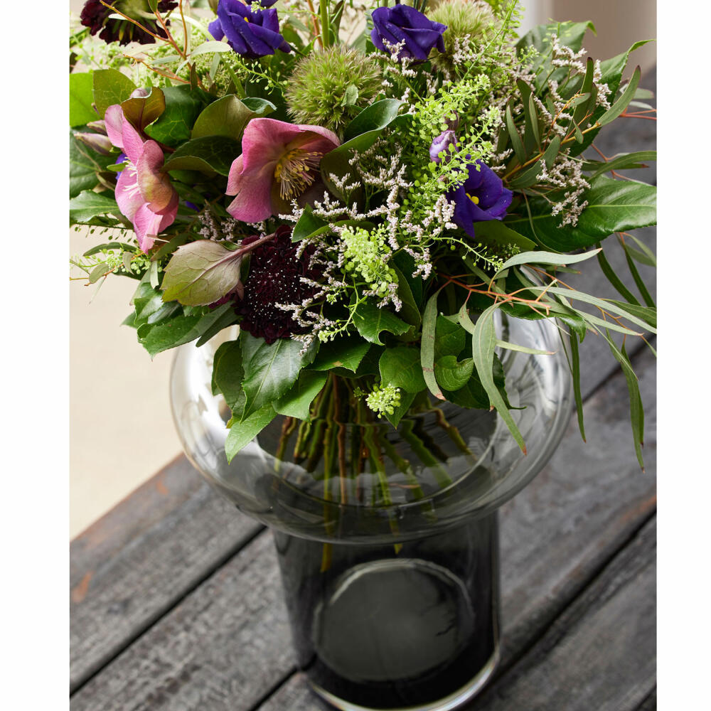 Lyngby Glas Vase Tube, längliche Dekovase, Blumenvase, Glas, Smoke, 40 cm, 23583