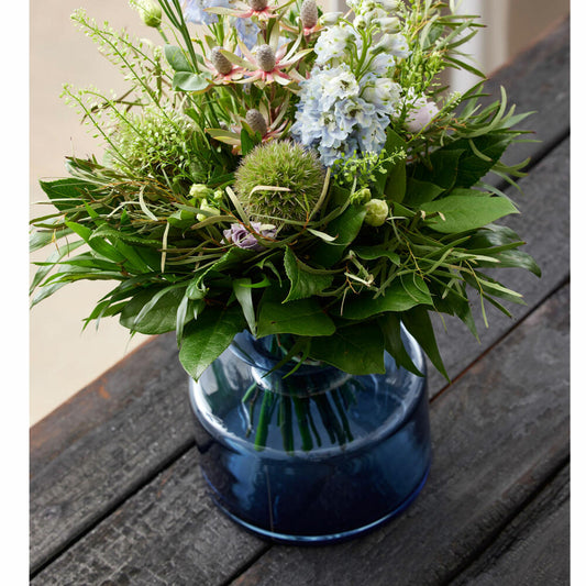 Lyngby Glas Vase Tubular, Dekovase, Blumenvase, Glas, Blau, 20 cm, 23565