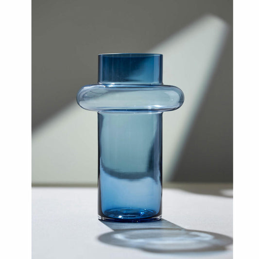Lyngby Glas Vase Tube, Dekovase, Blumenvase, Glas, Dark Blue, 20 cm, 23560