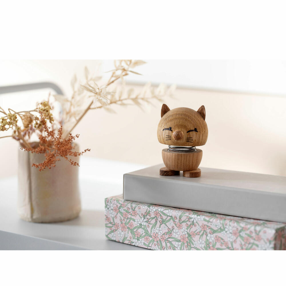 Hoptimist Dekofigur Cat Oak, Katze, Wackelfigur, Eichenholz, 6.3 cm, 28746