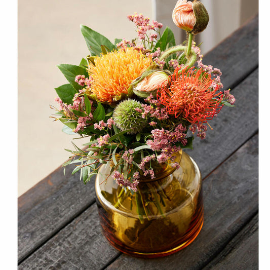 Lyngby Glas Vase Tubular, Dekovase, Blumenvase, Glas, Amber, 20 cm, 23559