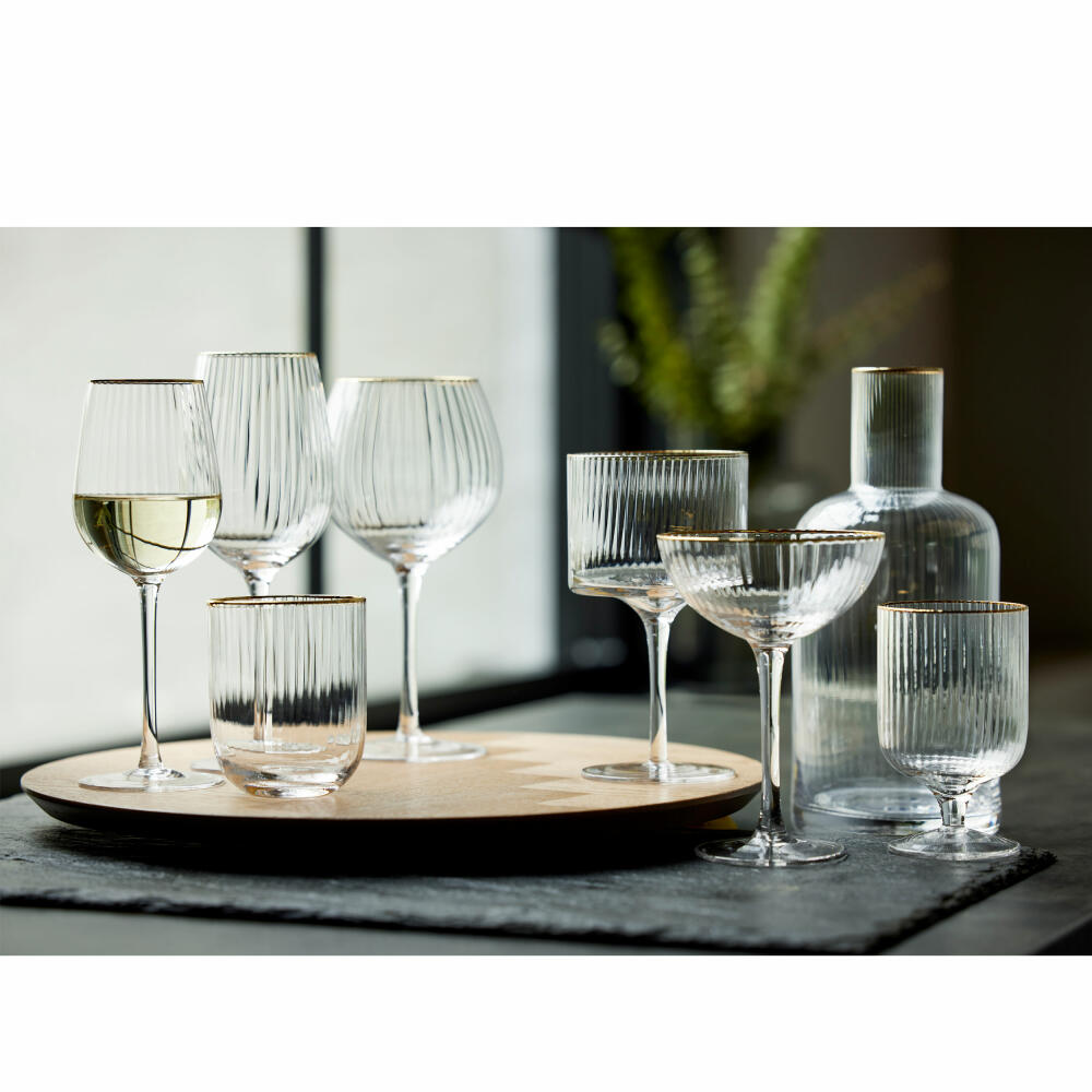 Lyngby Glas Rotweinglas Palermo Gold 4er Set, Weingläser, Glas, Klar, 400 ml, 27579