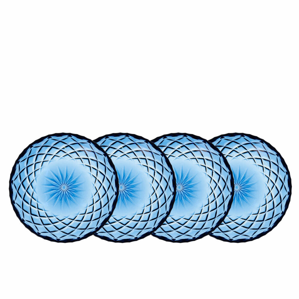 Lyngby Glas Teller Sorrento 4er Set, Dessertteller, Glas, Blau, 16 cm, – Ambiente3000
