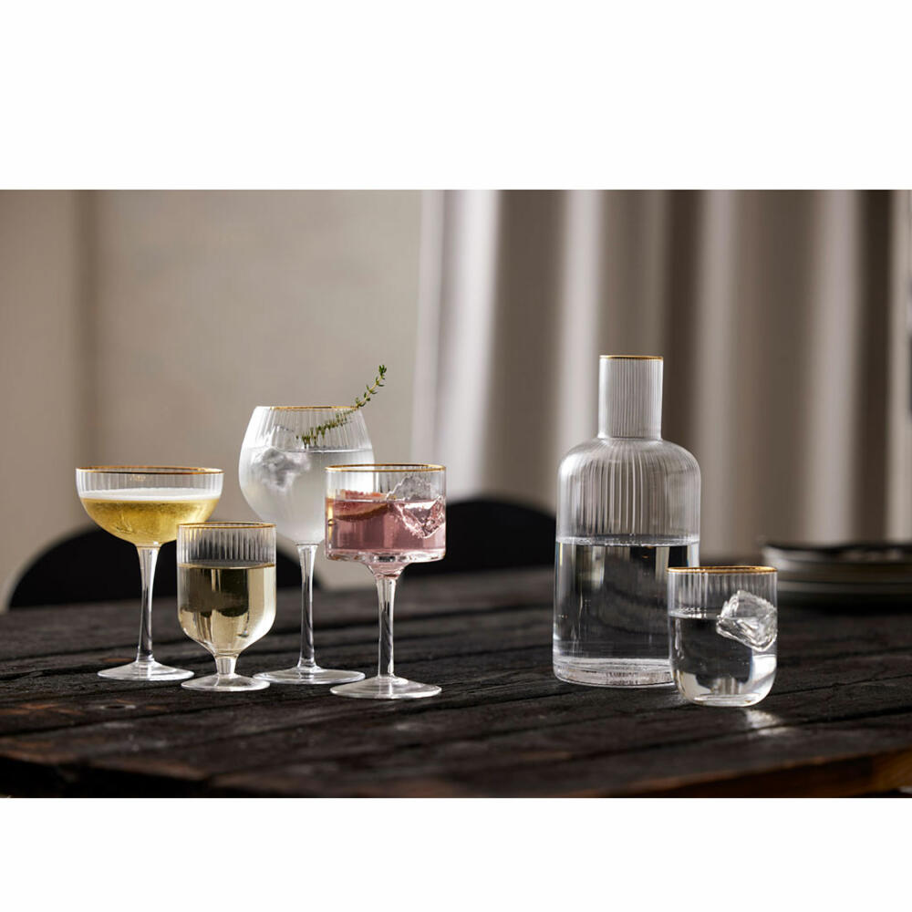 Lyngby Glass Gin & Tonic Glass Palermo Gold Set of 4, Glass with Gold Edge, Clear, 650 ml, 12061