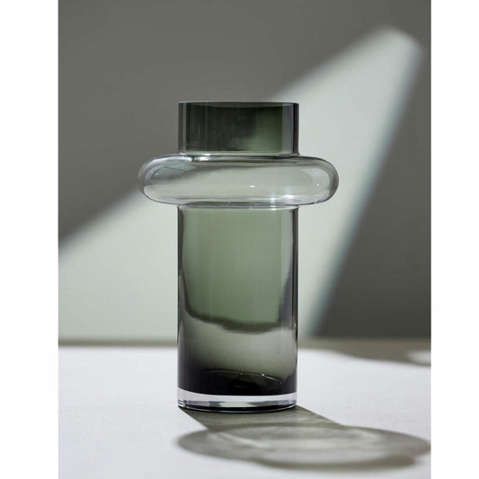 Lyngby Glas Vase Tube, längliche Dekovase, Blumenvase, Glas, Smoke, 30 cm, 23577
