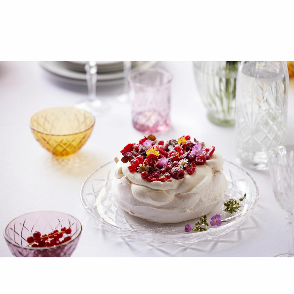 Lyngby Glas Teller Sorrento 4er Set, Dessertteller, Glas, Pink, 16 cm, 27799