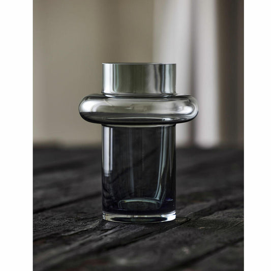 Lyngby Glas Vase Tube, längliche Dekovase, Blumenvase, Glas, Smoke, 20 cm, 23570