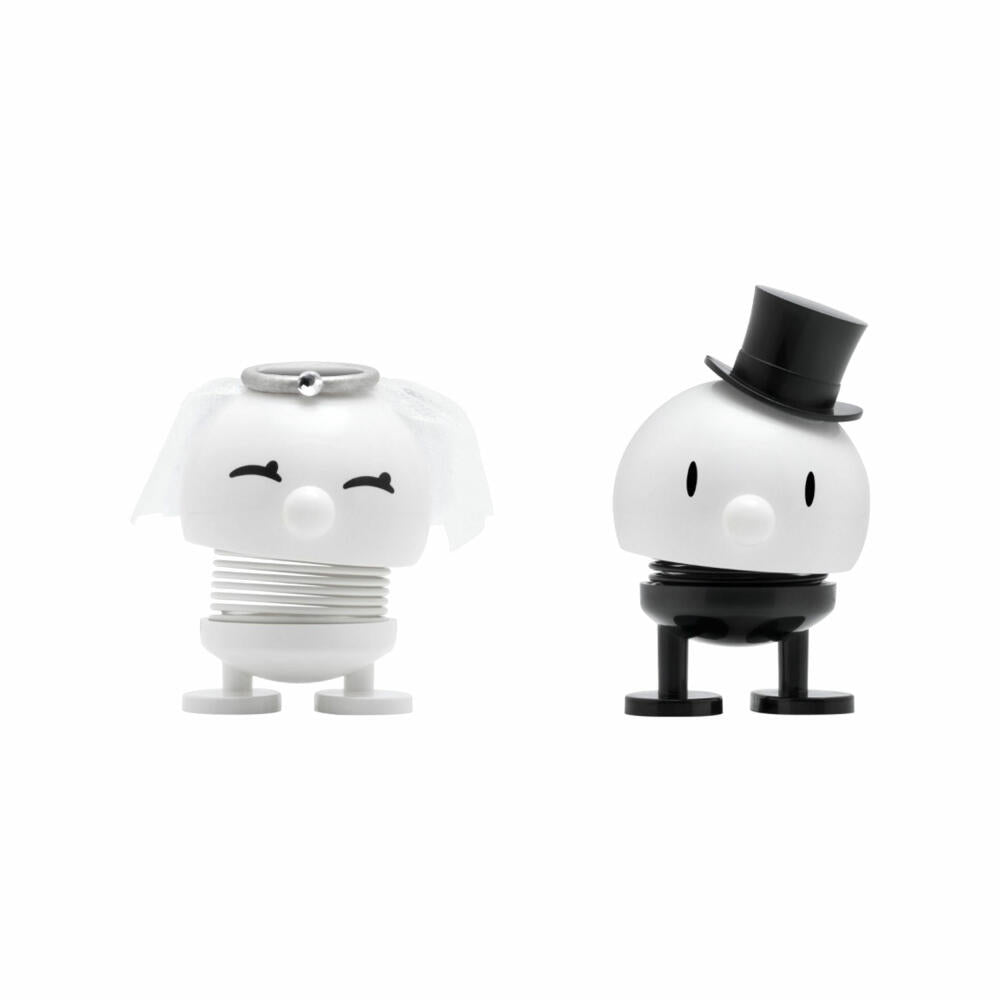 Hoptimist Bride & Groom Couple Small, Wobble Figure, Wobble Figure, Decoration Idea, Plastic, White / Black, 6.5 cm, 26135