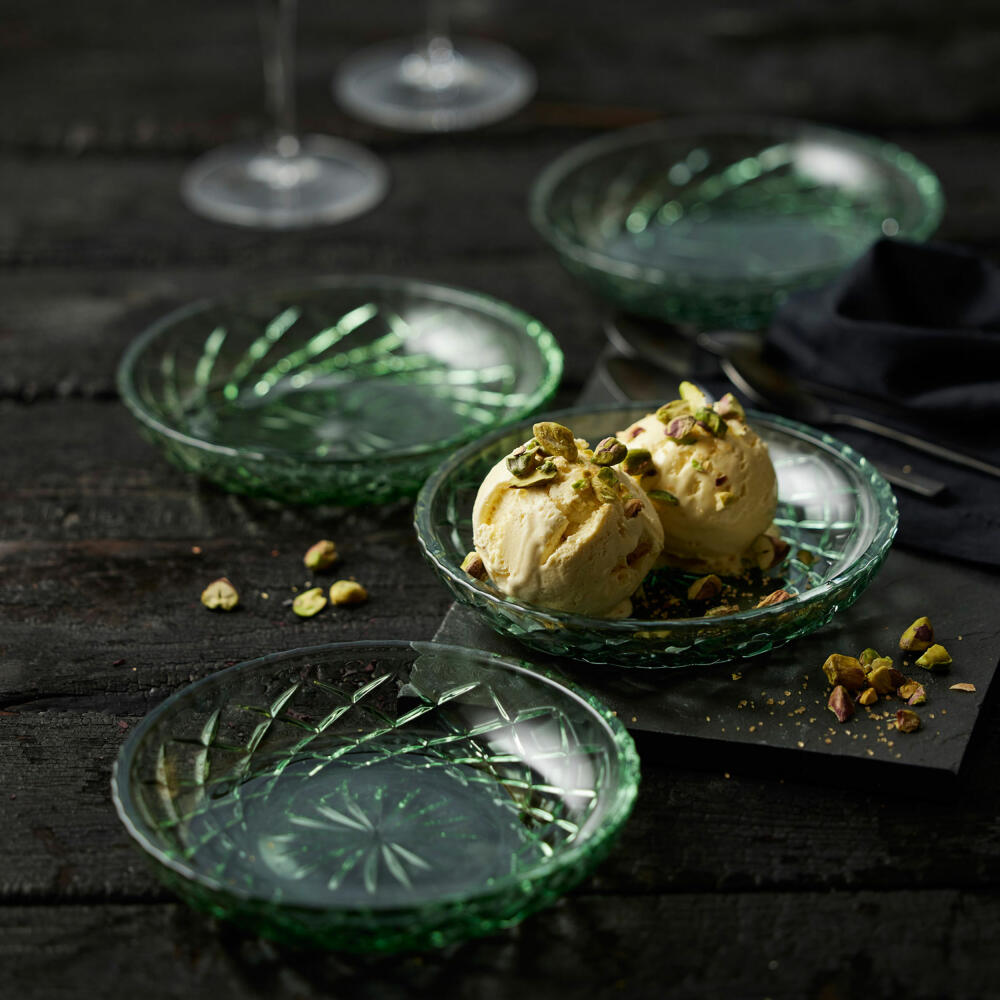 Lyngby Glas Teller Sorrento 4er Set, Dessertteller, Glas, Grün, 16 cm, 27797