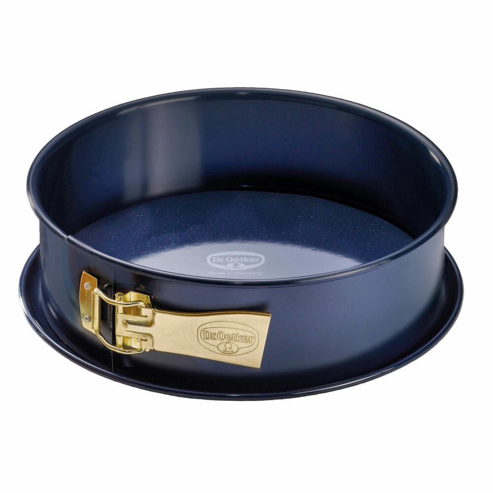 Dr. Oetker Back-Liebe enamel springform pan with leak-proof enamel serving base and non-stick ring, spring form, baking pan, cake pan, sheet steel non-stick coated, blue, Ø 26 cm, 1100