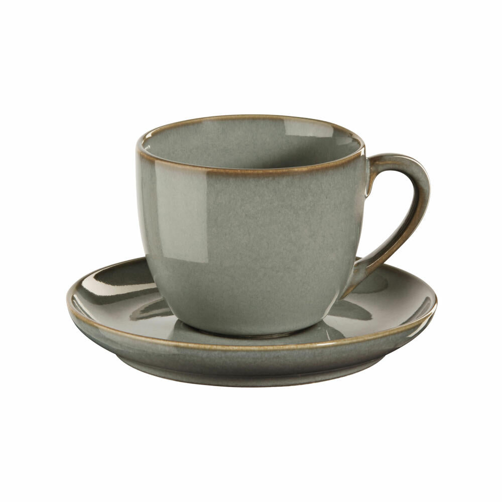 ASA Selection saisons eucalyptus Espressotasse mit Unterer, Espresso Tasse, Kaffeetasse, Untertasse, Steinzeug, Grün, 90 ml, 27110175