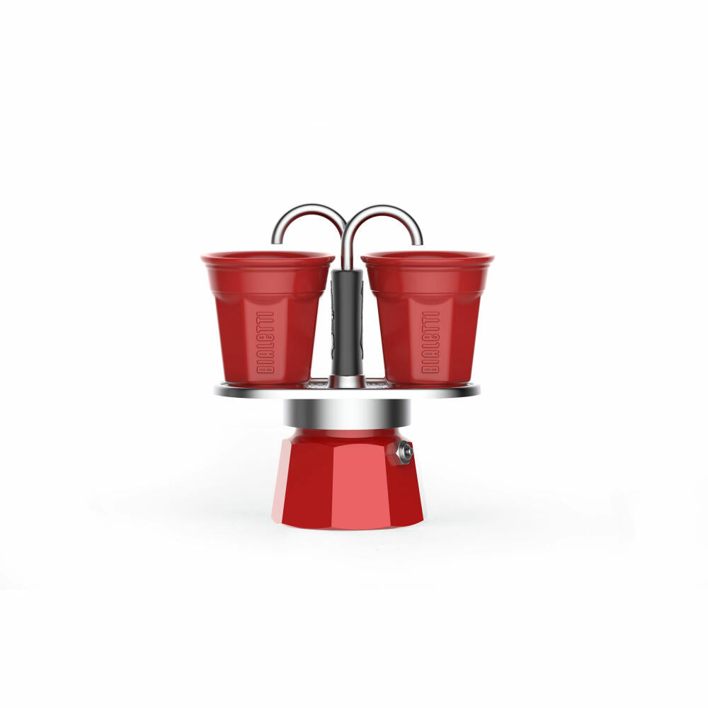 Bialetti Espresso Maker Set Mini 3-piece Express for 2 cups, Espresso, Espresso pot, Coffee maker, Red, 90 ml, 7303