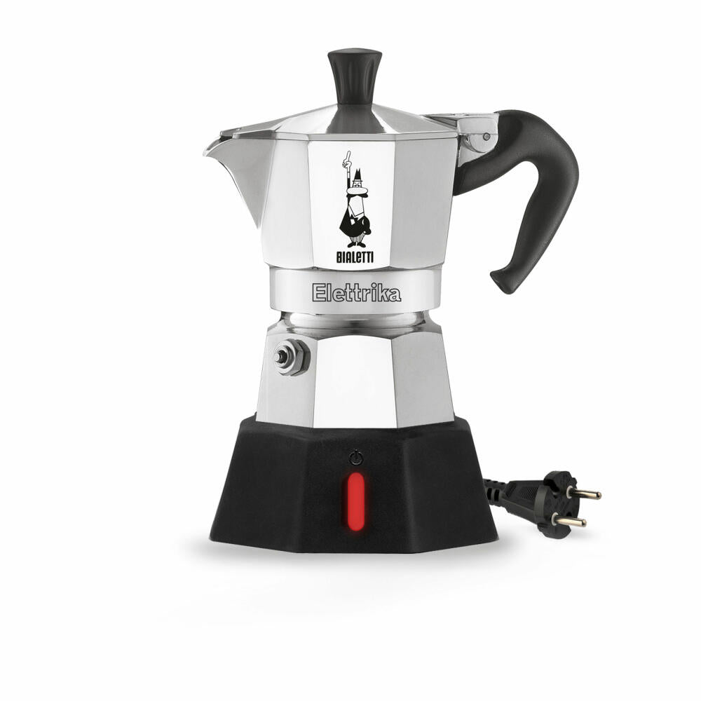 Bialetti Espressokocher New Moka Elettrika 2 Tassen, Elektrischer Espresso Kocher, Kaffee, Kanne, Silber-Schwarz, 90 ml, 7290