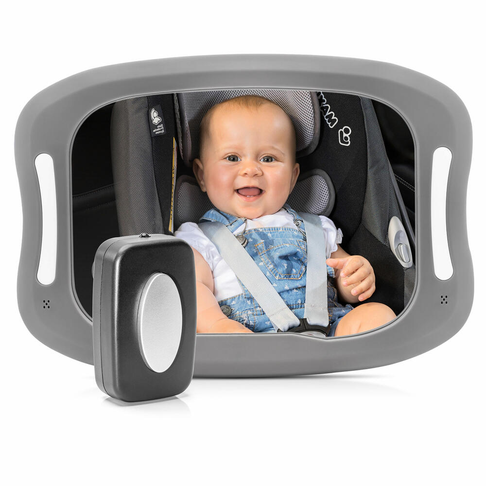 BenBat Baby-Autospiegel Mit LED-Lichtern & Musik – Bruchsicher, Crash-getestet, Fernbedienung – Klare Sicht Aufs Kind