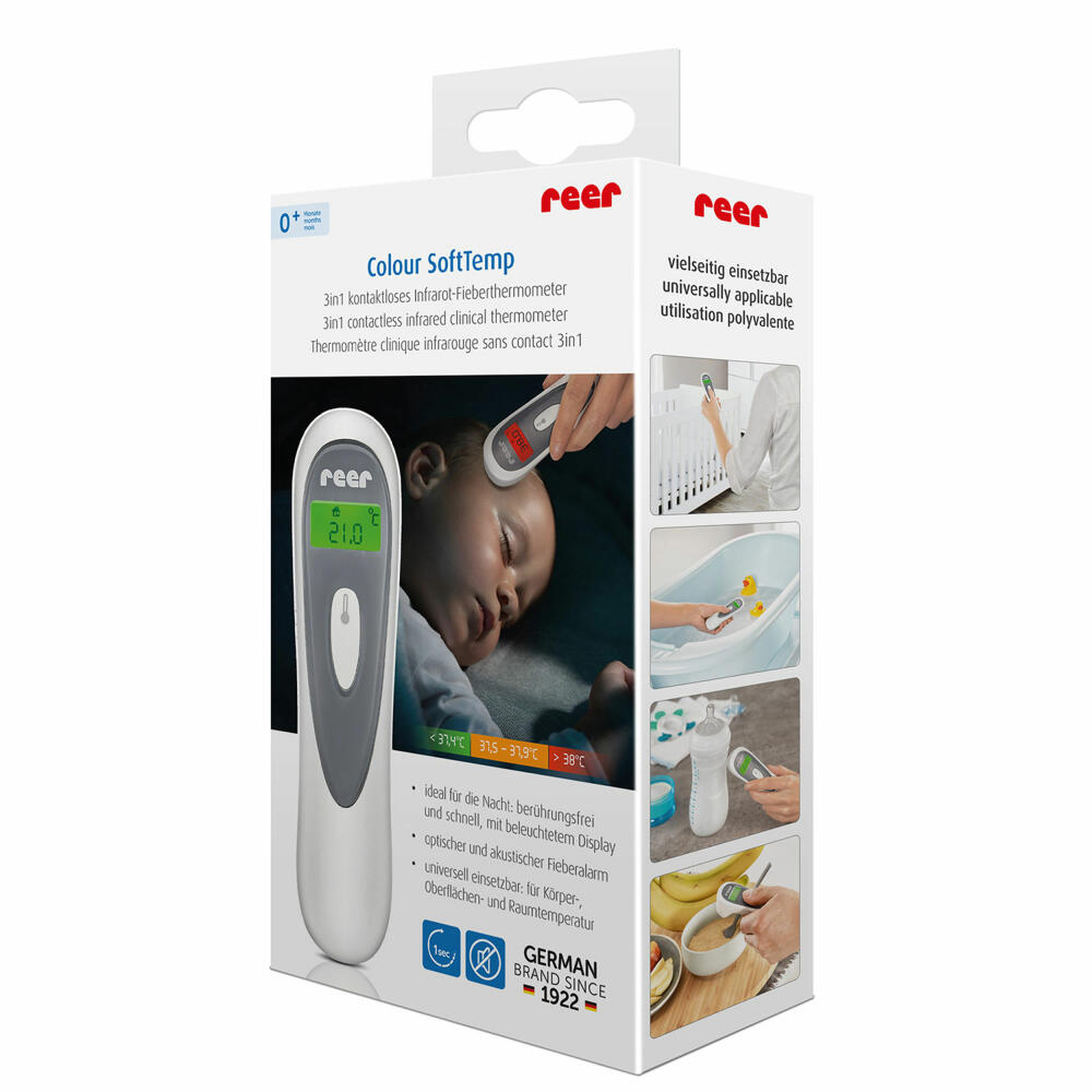 reer Colour SoftTemp 3in1 contactless infrared thermometer, digital thermometer, fever measuring device, 98050