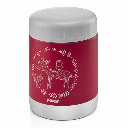 reer ColourDesign stainless steel warming box, thermo box, thermo container, baby food, berry red, 300 ml, 90412