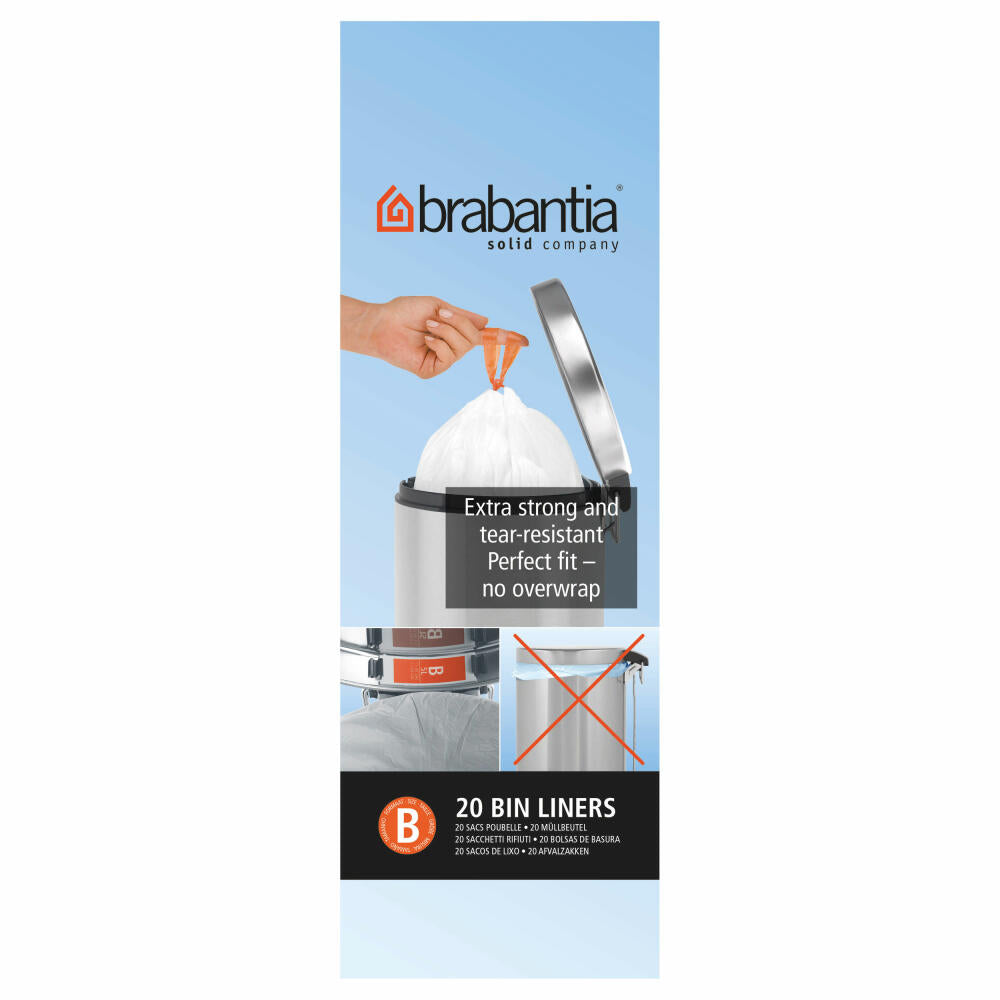Brabantia garbage bag, garbage bag, garbage bag, waste bag, code B, 5 liters, 20 pieces, 311741