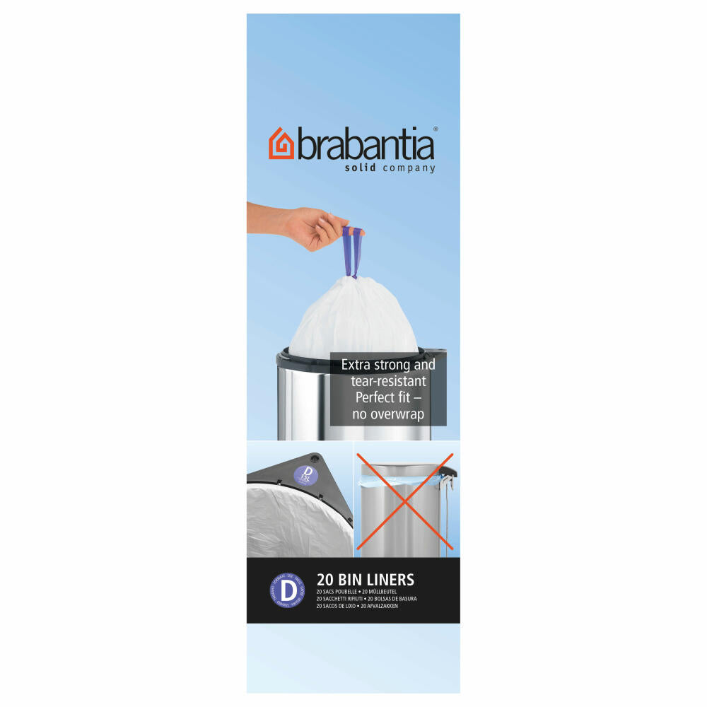 Brabantia garbage bag, garbage bag, garbage bag, waste bag, code D, 15 liters, 20 pieces, 246760