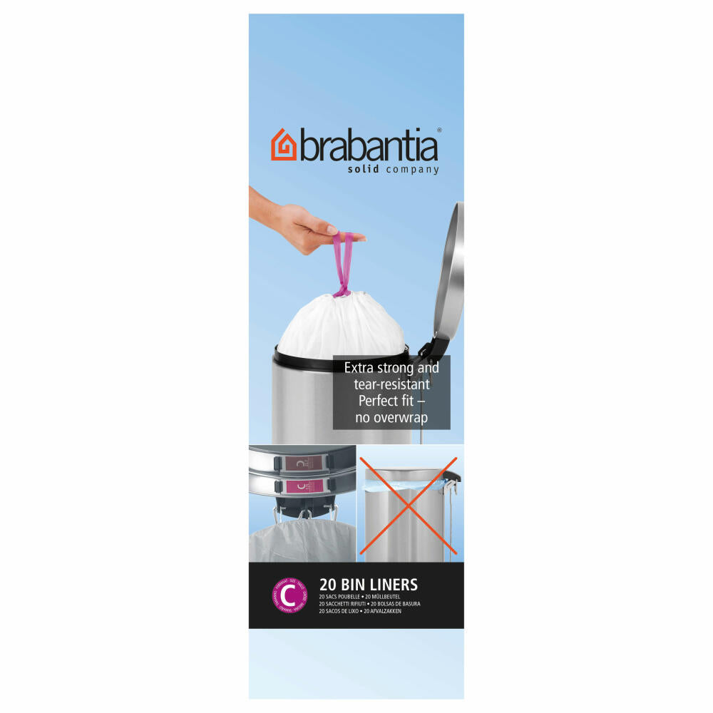 Brabantia garbage bag, garbage bag, garbage bag, waste bag, code C, 10-12 liters, 20 pieces, 245343