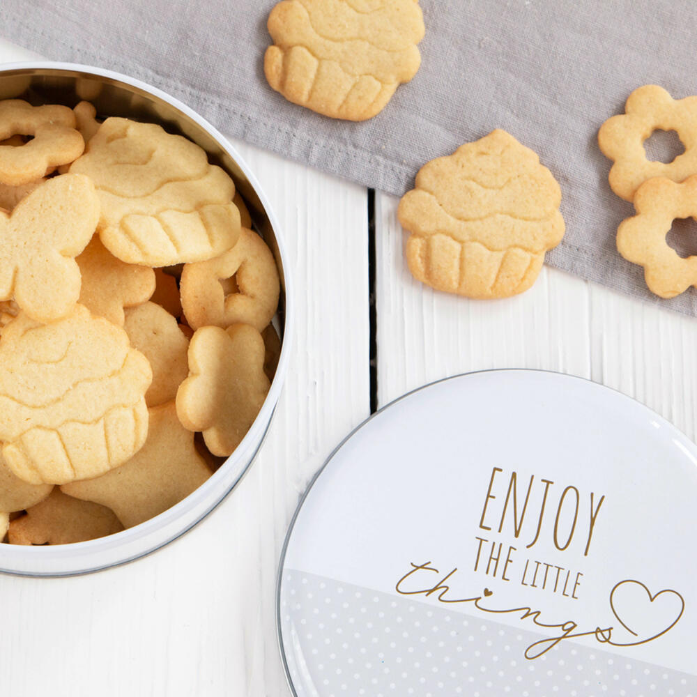 Städter Gebäckdose Enjoy the little things Rund, Plätzchendose, Gebäck Dose, Blechdose, Keksdose, Weißblech, Ø 16.5 cm, 710214