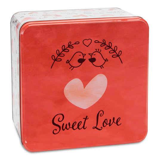 Städter Gebäckdose Sweet Love Quadratisch, Plätzchendose, Gebäck Dose, Blechdose, Keksdose, Weißblech, 21 x 21 cm, 710153