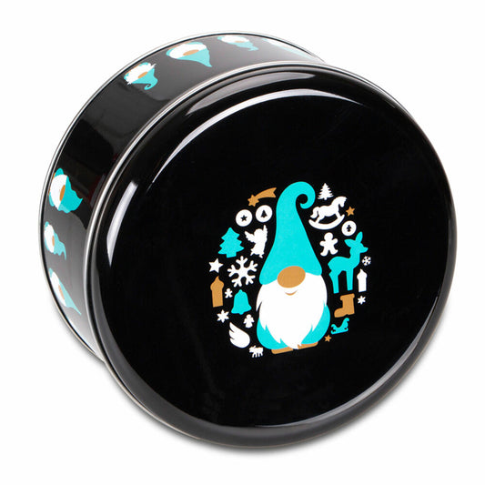 Städter Gebäckdose Weihnachtswichtel Rund, Plätzchendose, Gebäck Dose, Blechdose, Keksdose, Weißblech, Ø 16.5 cm, 710177