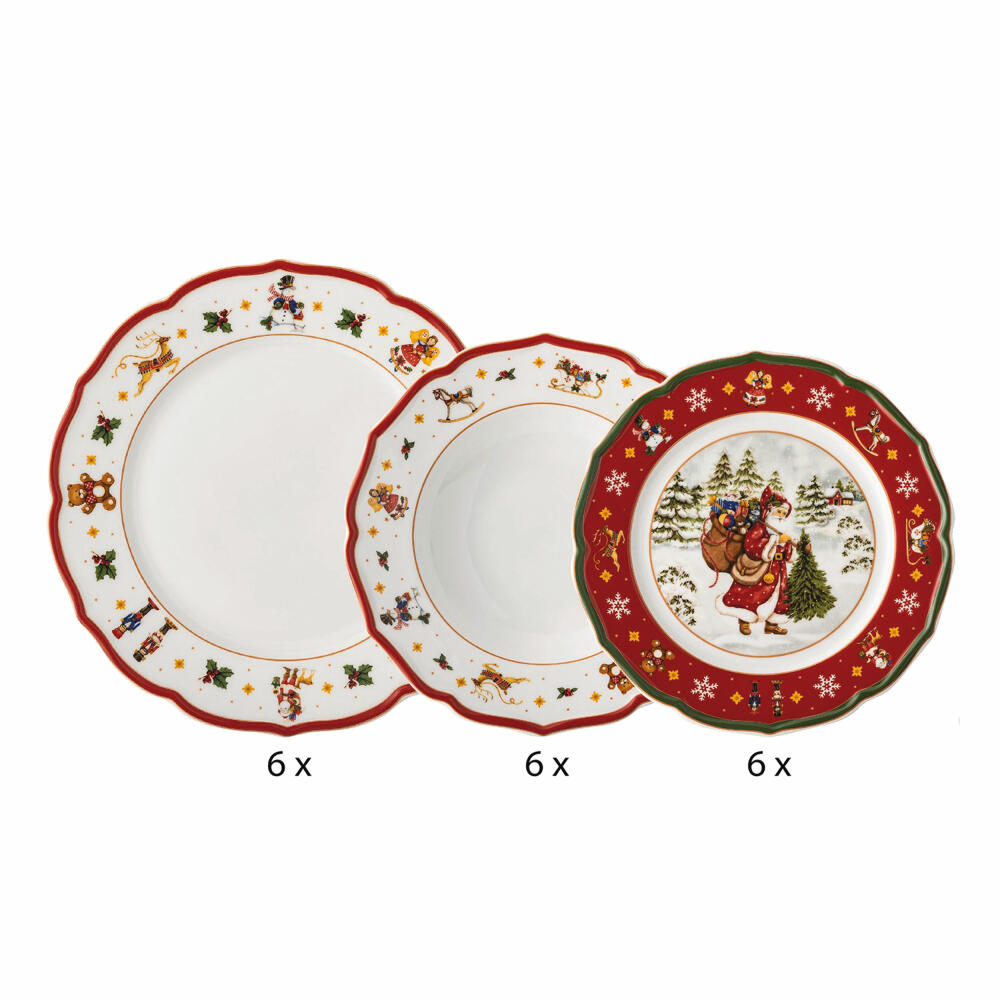 Hutschenreuther Weihnachtsteller Set 18-tlg. Happy Wintertime Red, Por – Ambiente3000